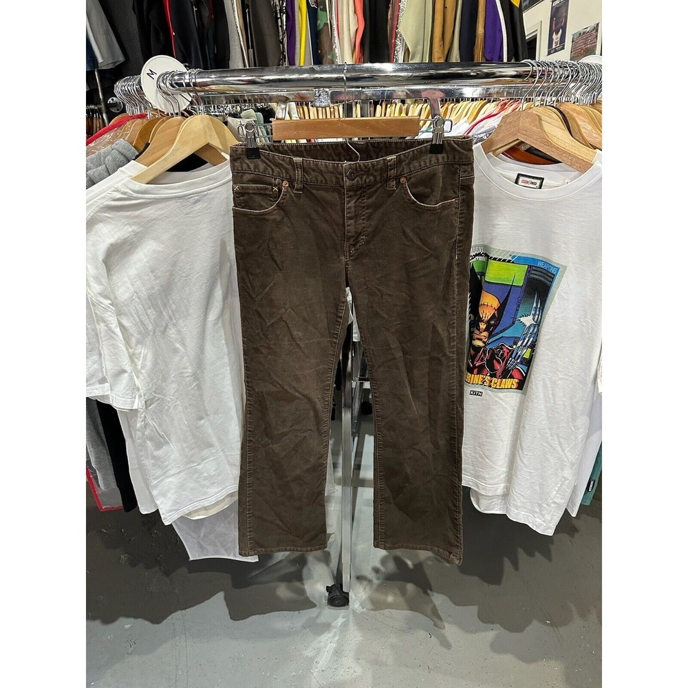 Vintage 90s Polo Jean Co Brown Low Rise Corduroy Flared Pants Women's Size 6